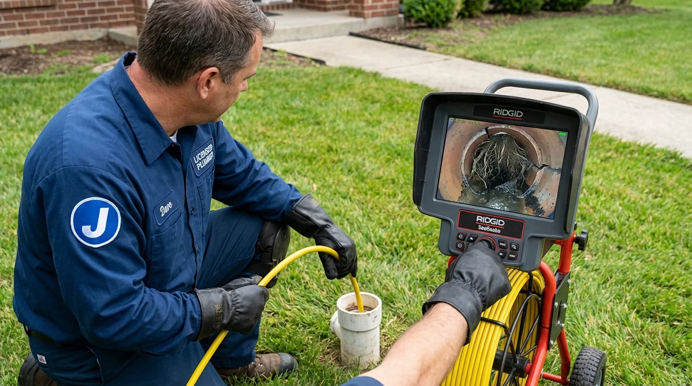 Sewer camera inspection being performed by Johns Plumbing LLC in Alfred