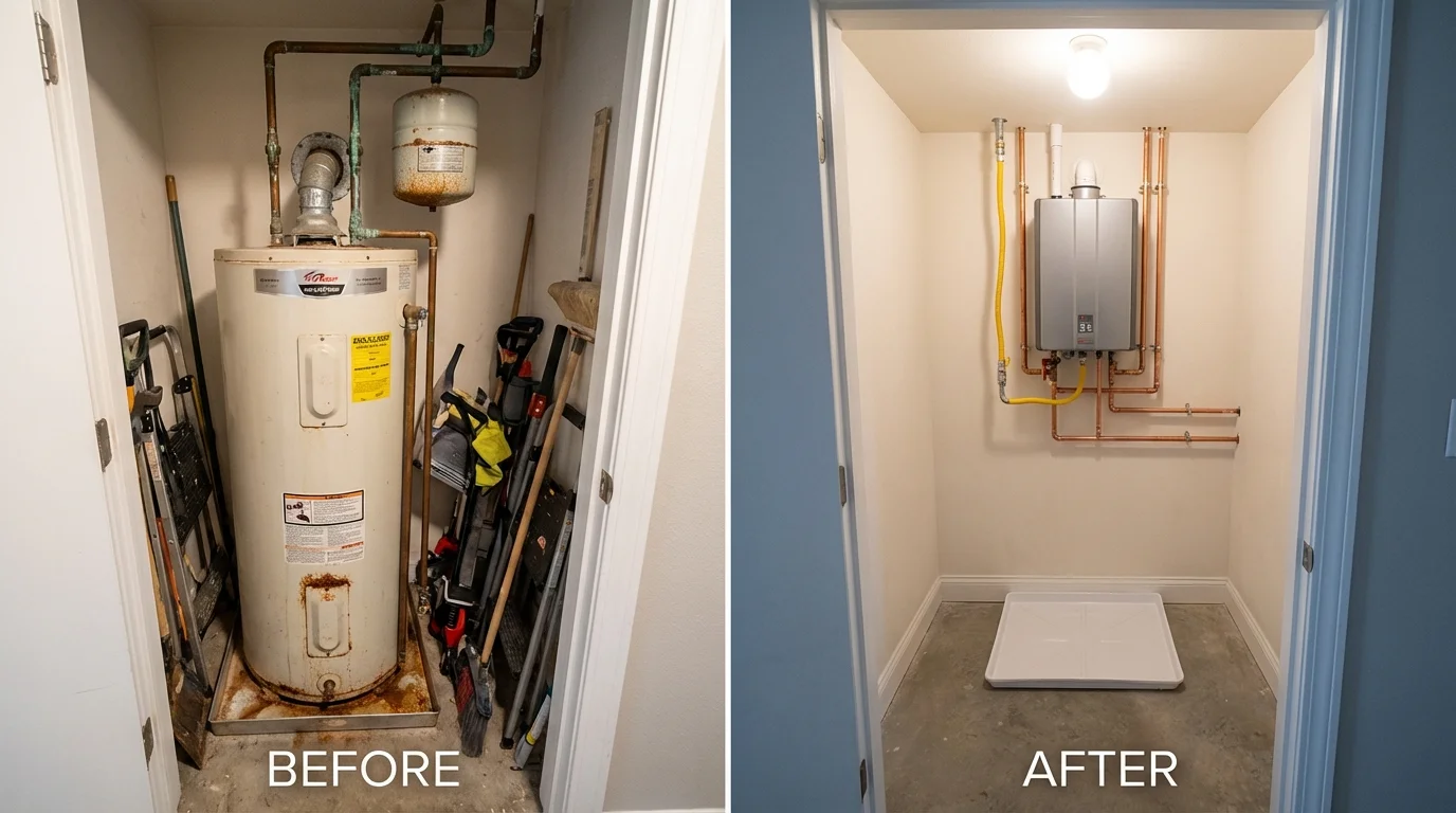 Tank water heater versus wall-mounted tankless unit comparison for Alfred, NY homeowners